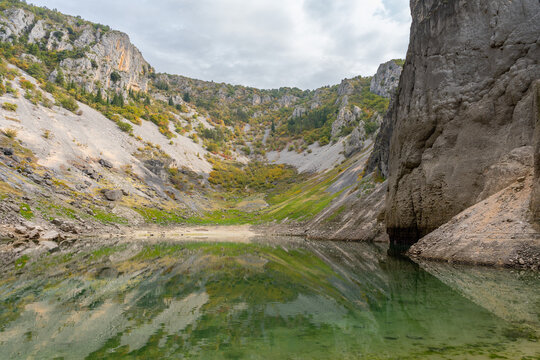 Blue Lake (Modro Jezero) in Imotski Karst Sinkhole, Croatia