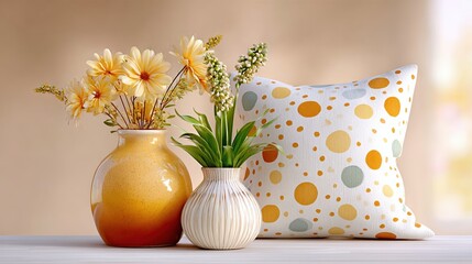 Home styling detail with dotted patterns and soft light.