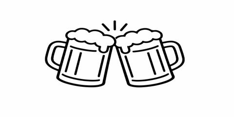 A cold pint of lager with foam in a glass beer mug icon is a vector illustration symbol for a pub, bar, or St Patrick's Day party celebration beverage