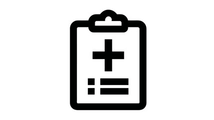 Obraz premium A black and white illustration of a medical clipboard with a plus sign and lines