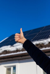 Solar panels in the snow. Selective focus.