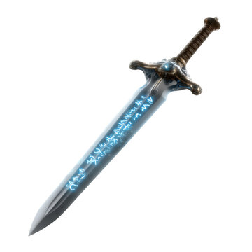 Ancient sword with glowing runes and ornate hilt