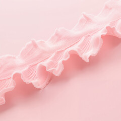 Pink ruffled fabric on pink background pink fabric