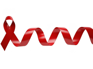 Red awareness ribbon symbol for hiv and aids awareness, isolated on transparent background