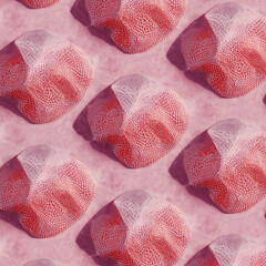Red and White Lace Hearts on Pink