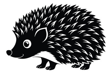 hedgehog silhouette line art vector illustration with a white background