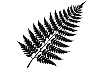 Naklejka premium fern leaf silhouette line art vector illustration with a white background