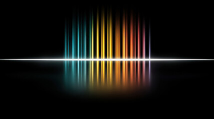 Colorful audio waveform abstract sound spectrum glowing vertical lines black background digital reflection modern vibrant energetic