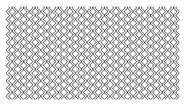 Intricate black line pattern of interlocking rhombuses creating a geometric mesh or lattice on a white background. - Powered by Adobe