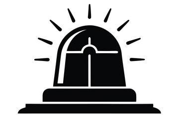 emergency siren icon silhouette line art vector illustration with a white background