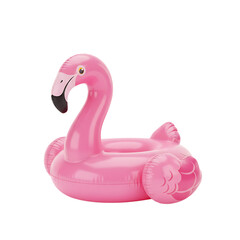 Flamingo Pool Float: A vibrant inflatable flamingo float rests, its vivid pink hue suggesting carefree summer days and aquatic adventures.
