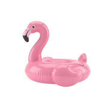 Pink Flamingo Swim Ring over an isolated transparent background