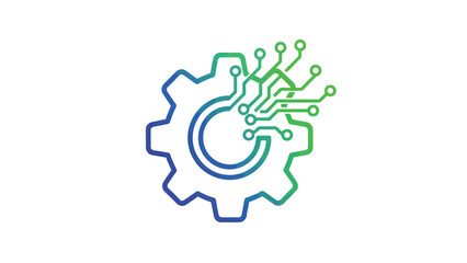 Obraz premium Vector Illustration of a Gear with Circuit Board Elements
