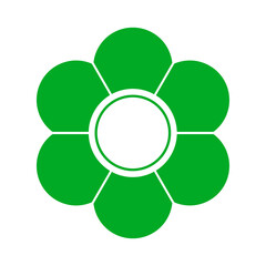 Six-Petal Floral Shape Symbol in Flat Green Style