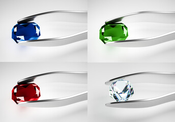 Gemme e tagli di vario tipo, rendering 3d