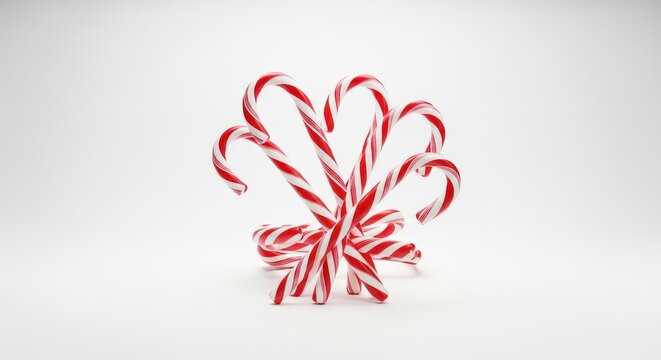 Group of festive red and white striped candy canes arranged for the Christmas holiday season, showcasing the traditional sugary sweet treat, stocking stuffer, holiday, sweet