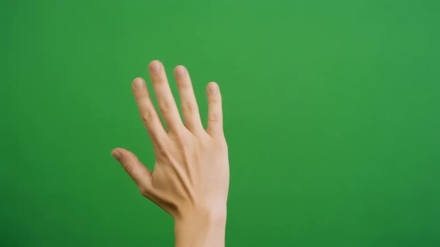 Hand Gesturing Against Green Screen Background.