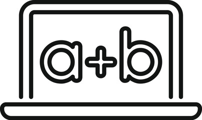 Laptop screen displaying a plus b online, representing e learning math education and calculation © anatolir