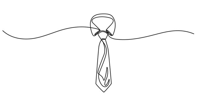 Animated self drawing of continuous line draw tie.  Happy Father's Day concept. Full length one line animation. 4K, Ties icon one line art animation seamless loop minimal design, Continuous one line.