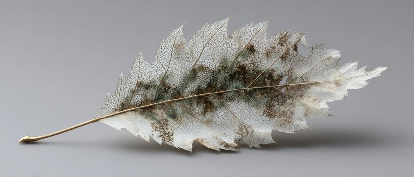 Minimalist Rendering of Blight Striped Leaf on Gray Background