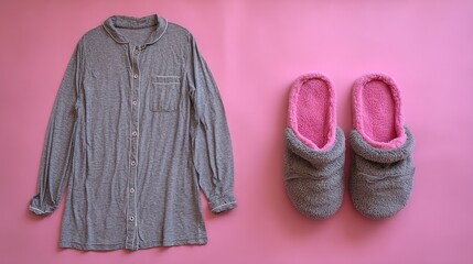 Garments and footwear for relaxing repose laid out on a vibrant surface