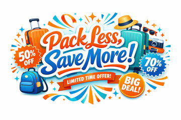 Travel Savings Celebration. Modern festive banner with holiday message, eye-catching travel promotion banner celebrating lighter