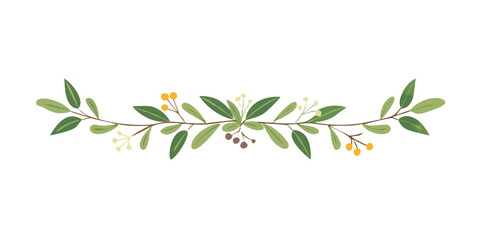 Obraz premium Natural Botanical Decorative Divider Line with Leaves