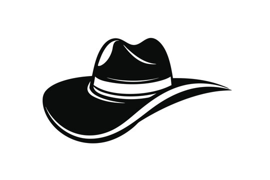 cowboy hat silhouette line art vector illustration with a white background