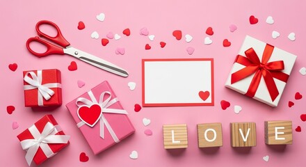 Heartfelt arrangements: Gifts, crafting tools and block letters for romantic celebration