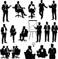 Obraz premium Business professionals collaborating and presenting ideas in a modern office setting from various viewpoints