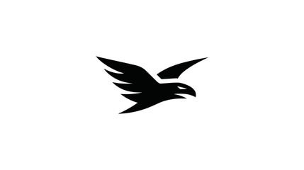 Obraz premium A stylized black and white graphic depicting a bird of prey in flight
