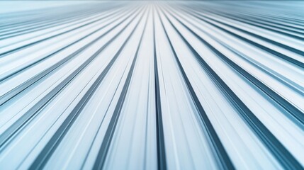 Vertical lines of a metallic roof create a sense of depth and perspective, abstract texture, architectural detail, minimalism, light blue, steel. Architecture, Texture