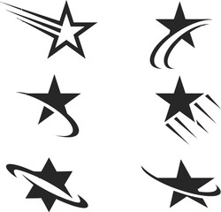 Obraz premium Black star symbols with motion trails white stars