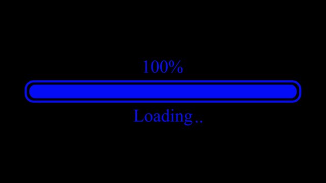 Blue loading progress bar animation on a dark background