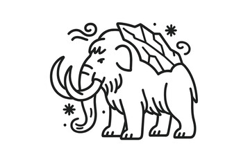 Obraz premium Frost Tusk Guardian Icons. Line style icons of Frost Tusk Guardian: heavy mammal shape, ivory tusks, frost plate, ice grain,