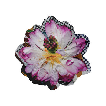 Template Pink Lotus Flower Collage Art Design Element