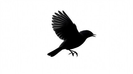 Obraz premium Silhouette of soaring bird in mid-flight: A stunning high-contrast monochrome photograph that captures the elegance and freedom of a bird in full flight. The image shows the bird’s wings wide open.