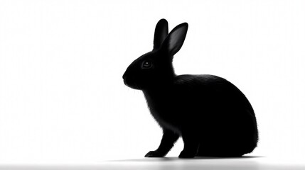 Obraz premium Shadow Rabbit: The silhouette of a sleek black rabbit in stark contrast, embodying the captivating essence of simplicity and elegance.