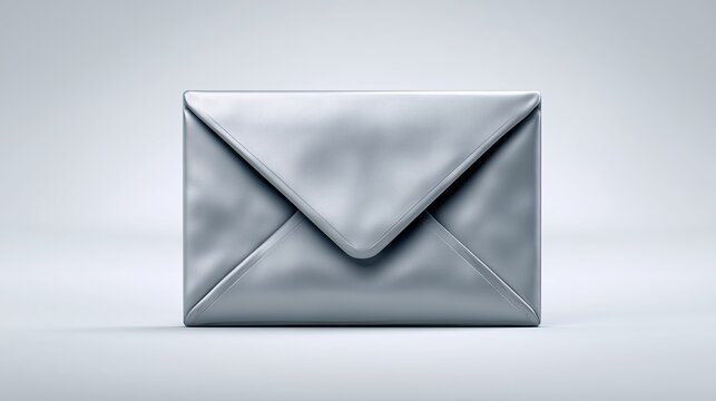 Silver envelope on grey background with simple texture and design