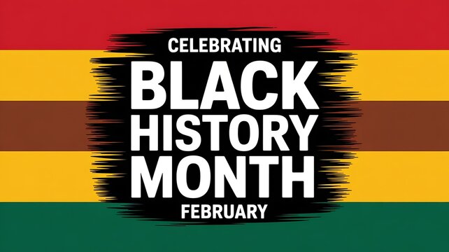 Celebrating Black History Month February colorful with red yellow brown and green stripes celebration - Powered by Adobe