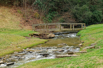Wooden bridge over a creek