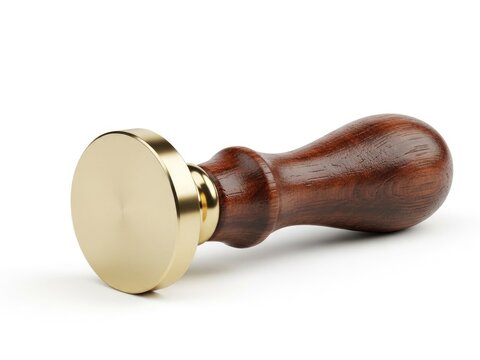 Presidents Day Golden wax seal stamp with wooden handle on white background