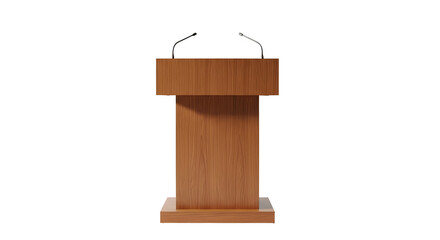 Wooden podium lectern isolated on transparent background