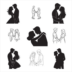 Romantic Couple Holding Hands Contemporary Flat Vector