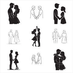 Romantic Couple Holding Hands Clean Flat Vector