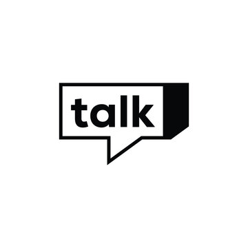 Typography talk logo design, chat bubble communication symbol vector icon concept