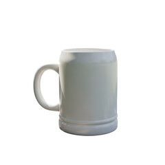 White ceramic beer mug isolated on transparent background