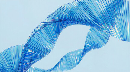 Abstract blue swirling lines creating a dynamic wave pattern against a light background.