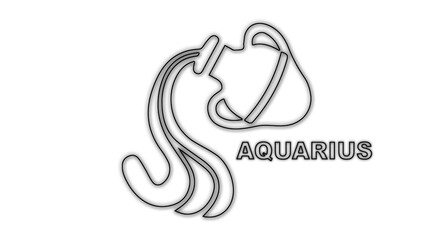 Fototapeta premium Black and White Aquarius Zodiac Sign Outline Minimalist Monochrome Illustration