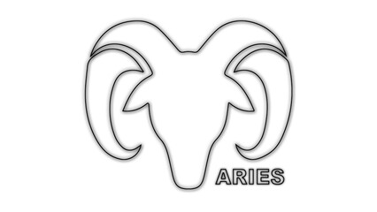 Obraz premium Black and White Aries Zodiac Sign Outline Minimalist Monochrome Illustration